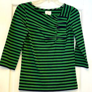 Kate Spade Green and Navy Striped Top